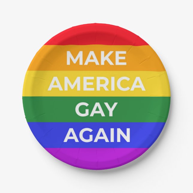 Make America Gay Again Paper Plate (Front)