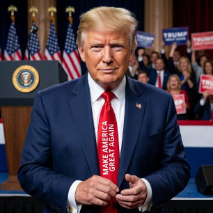 Make America Great Again White Text Red Background Tie