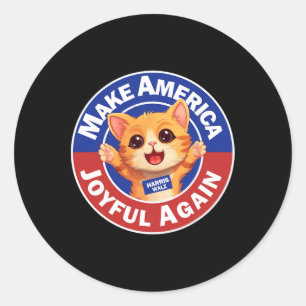 Make America Joyful Again Harris 2024 Cat Lady  Classic Round Sticker