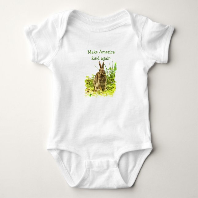 Make America Kind Again Bunny Rabbit Baby Bodysuit (Front)