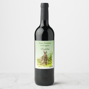 Make America Kind Again Bunny Rabbit Wine Label