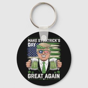 Make America Lucky Again St Patricks Day Trump Gre Key Ring