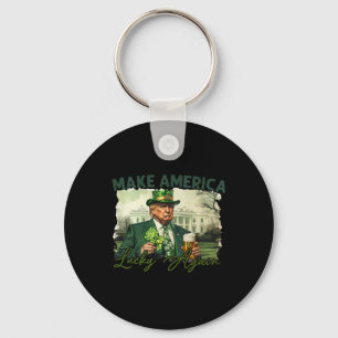 Make America Lucky Again Trump St Patrick Day Sham Key Ring