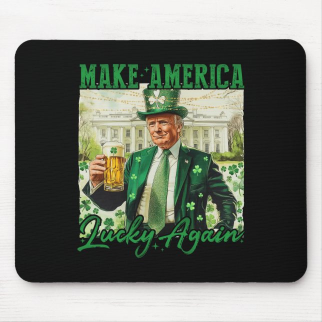 Make America Lucky Again Trump St Patricks Day Bee Mouse Mat (Front)