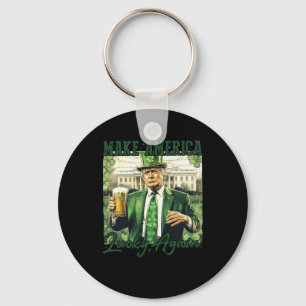 Make America Lucky Again Trump St Patricks Day Sha Key Ring