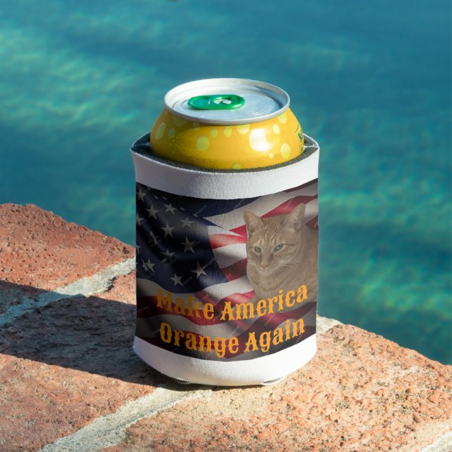 Make America Orange Again cat tribute  Can Cooler (In Situ Pool)