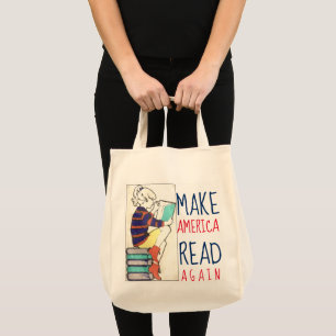 Make America Read Again Literacy Grocery Tote Bag