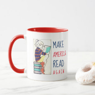 Make America Read Again Literacy Red Handle Mug