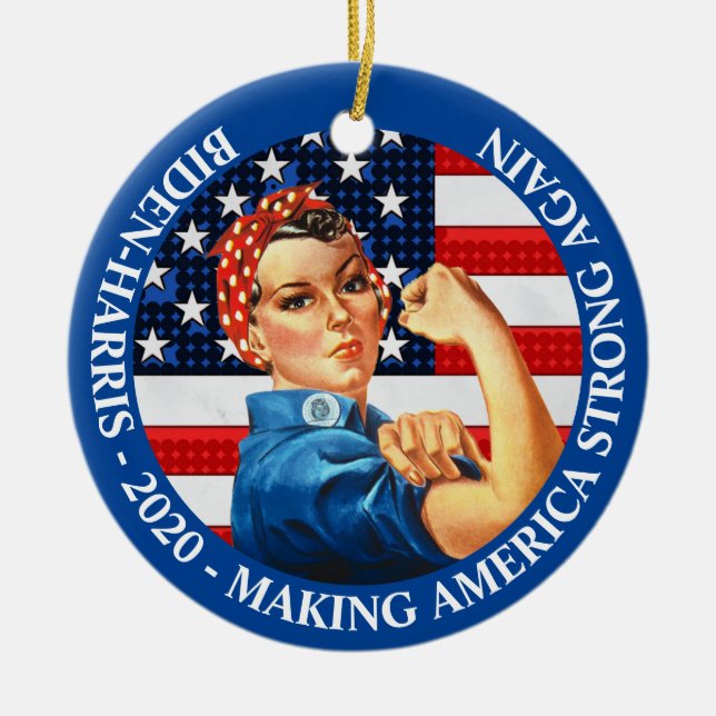 Make America Strong Again Biden Harris 2020 Ceramic Tree Decoration (Front)