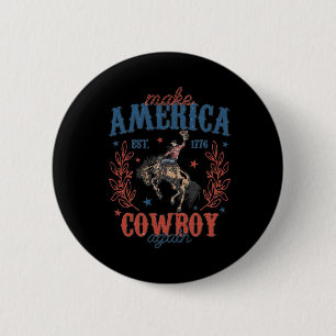 Make America Western Cowboy Again Retro 4th Of Jul 6 Cm Round Badge