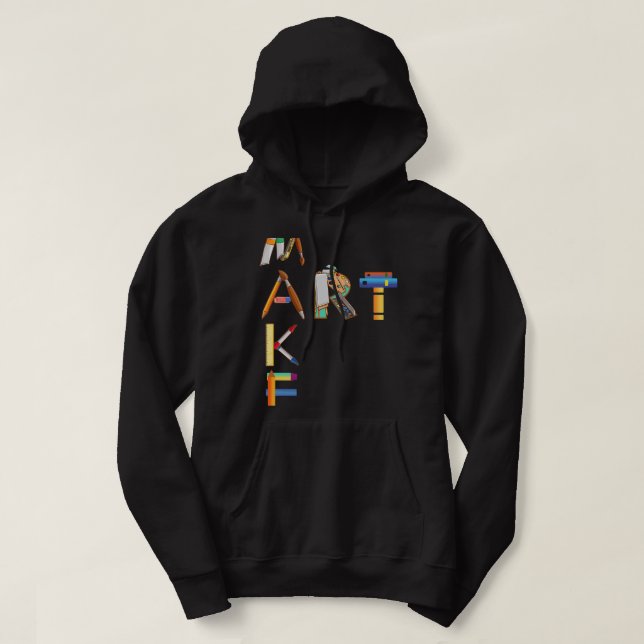 Make Art Artist Paint Palette and Brushes Painter  Hoodie (Design Front)