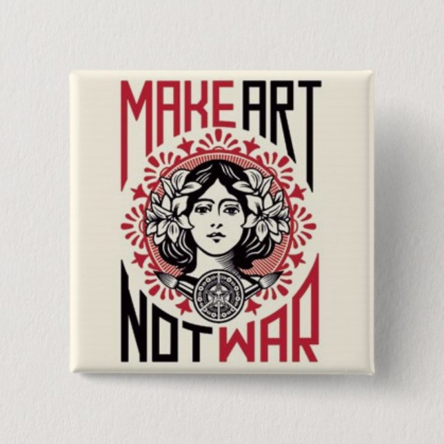 make art not war 15 cm square badge (Front)