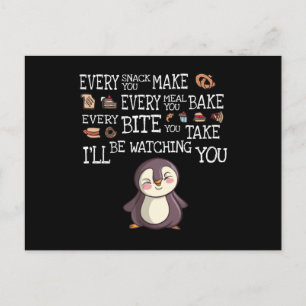 Make, Bake, Bite, Take Penguin Postcard