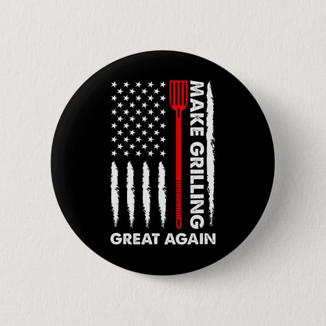 Make Barbecuing Great 4th July Fun Bbq Pitmaster  6 Cm Round Badge (Front)
