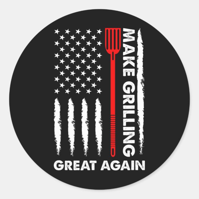Make Barbecuing Great 4th July Fun Bbq Pitmaster  Classic Round Sticker (Front)