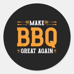 Make Bbq Great Again Us Flag Trump Grilling Barbec Classic Round Sticker