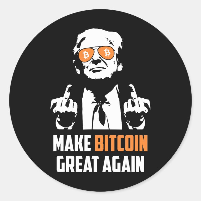 Make Bitcoin Great Again Funny Maga Pro Trump  Classic Round Sticker (Front)