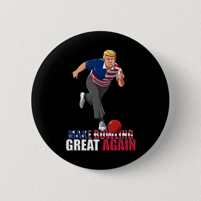 Make Bowling Great Again - Funny Trump Bowling Gif 6 Cm Round Badge (Front)
