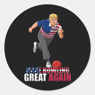 Make Bowling Great Again - Funny Trump Bowling Gif Classic Round Sticker