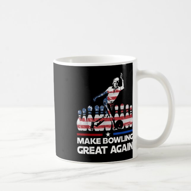 Make Bowling Great Again Funny Trump Us Flag Coffee Mug (Right)