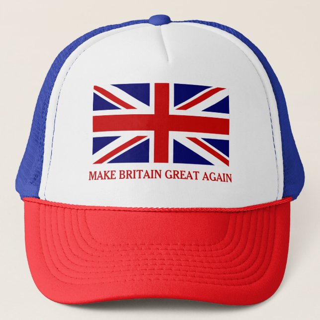 Make Britain Great Again Union Jack Trucker Hat (Front)