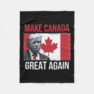 Make Canada Great Again Funny Trump Canadian Flag Fleece Blanket