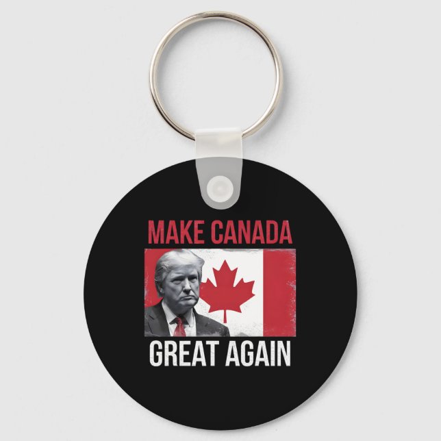Make Canada Great Again Funny Trump Canadian Flag  Key Ring (Front)