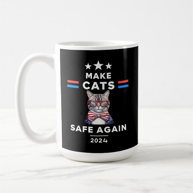 Make Cats Safe Again Funny Cat Election 2024 Coffee Mug (Left)
