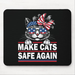 Make Cats Safe Again Funny Cat Lover Usa Flag Mouse Mat