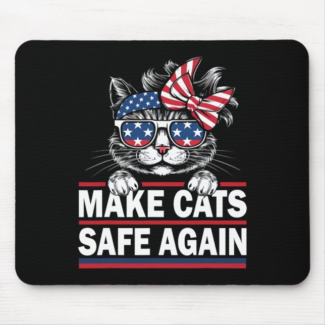 Make Cats Safe Again Funny Cat Lover Usa Flag  Mouse Mat (Front)