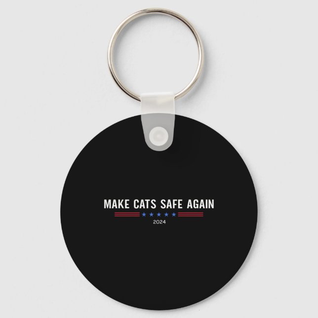 Make Cats Safe Again Funny Trump Harris Debate 202 Key Ring (Front)