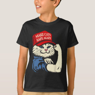 Make Cats Safe Again Red Hat Cats For Trump Presid T-Shirt