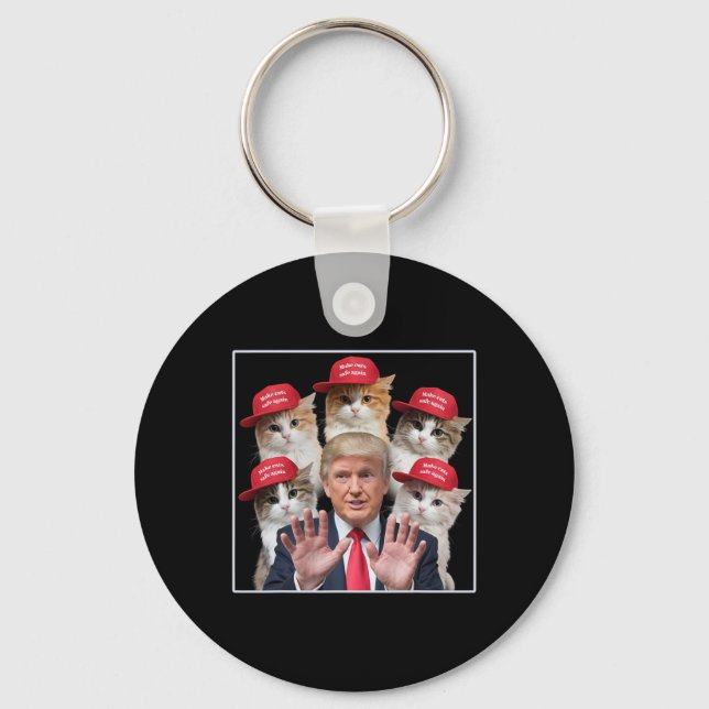 Make Cats Safe Again Trump 2024 Red Hat Make Pets  Key Ring (Front)