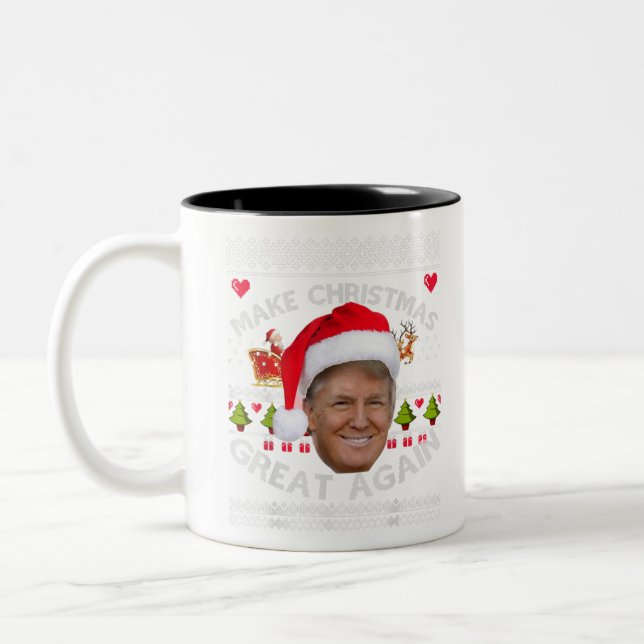 Make christmas great again donald trump holiday se Two-Tone coffee mug (Left)