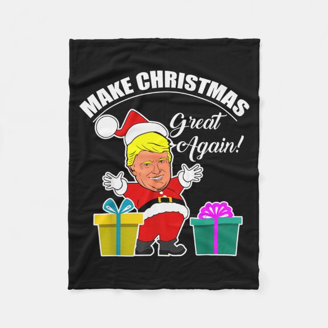 Make Christmas Great Again Donald Trump Santa Xmas Fleece Blanket (Front)