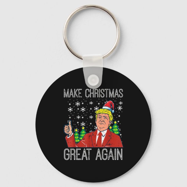 Make Christmas Great Again Funny Cool Trump Men Wo Key Ring (Front)