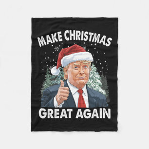 Make Christmas Great Again Funny Donald Trump Xmas Fleece Blanket
