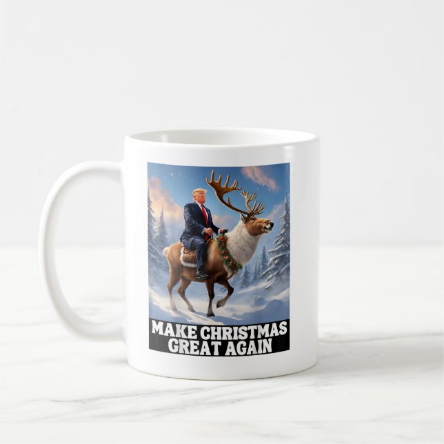 Make Christmas Great Again Funny Santa Hat Trump Coffee Mug (Left)