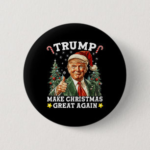 Make Christmas Great Again Funny Santa Trump 2024  6 Cm Round Badge