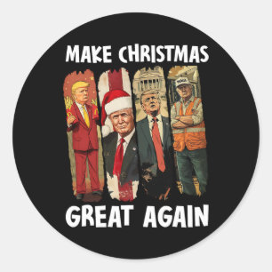 Make Christmas Great Again Funny Santa Trump 2024  Classic Round Sticker