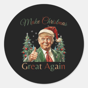 Make Christmas Great Again Funny Santa Trump 2024  Classic Round Sticker