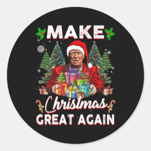 Make Christmas Great Again Funny Santa Trump 2024 Classic Round Sticker