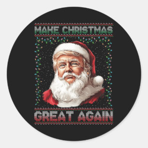Make Christmas Great Again Funny Santa Trump 2024 Classic Round Sticker