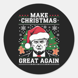 Make Christmas Great Again Funny Santa Trump 2024  Classic Round Sticker