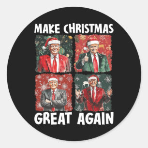 Make Christmas Great Again Funny Santa Trump 2024 Classic Round Sticker