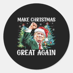 Make Christmas Great Again Funny Santa Trump 2024  Classic Round Sticker