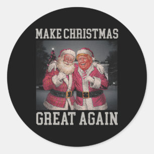 Make Christmas Great Again Funny Santa Trump 2024 Classic Round Sticker