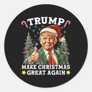 Make Christmas Great Again Funny Santa Trump 2024 Classic Round Sticker