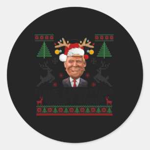 Make Christmas Great Again Funny Santa Trump 2024 Classic Round Sticker