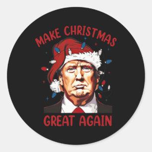 Make Christmas Great Again Funny Santa Trump 2024 Classic Round Sticker